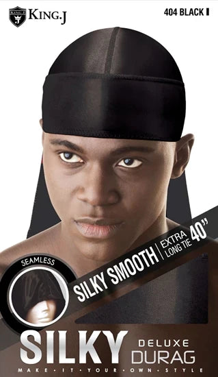 KING J EXTRA LONG TYE DURAG BLACK