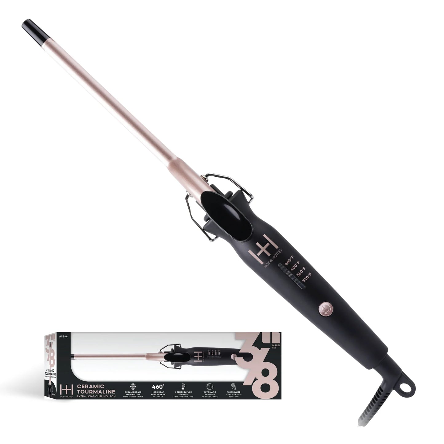 H&H EXTRA LONG CERAMIC CURLING IRON 3/8"