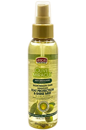 AFRICAN PRIDE OLIVE MIRACLE HEAT PROTECTION & SHINE MIST 4OZ