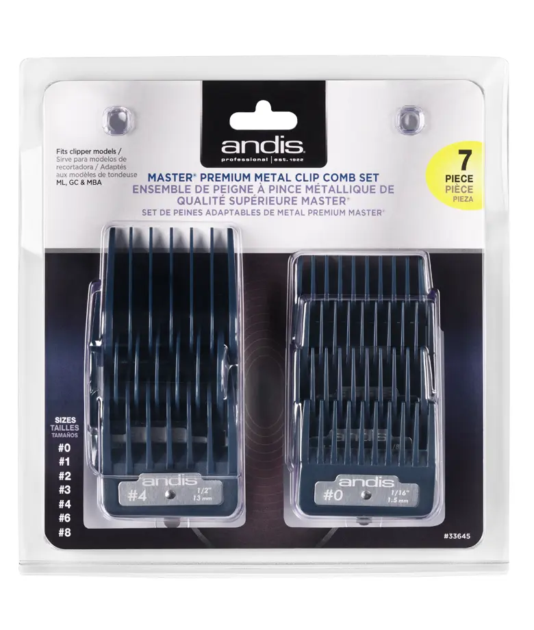 ANDIS COMB 33645 METAL ATTACH CLIP COMB MASTER 7 PC SET