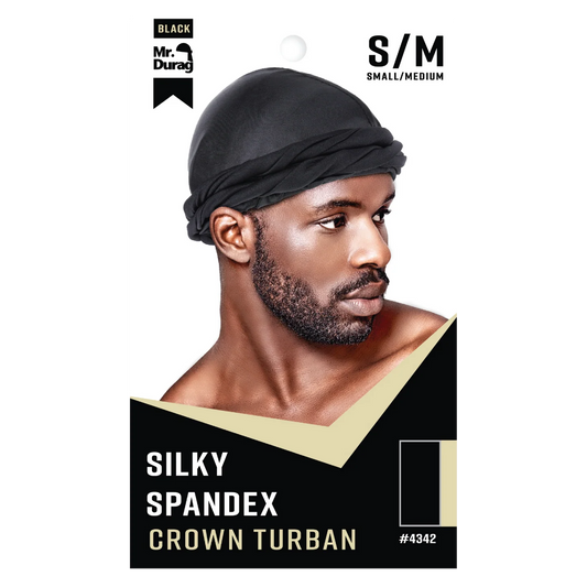 MR. DURAG SPANDEX CROWN TURBAN BLACK