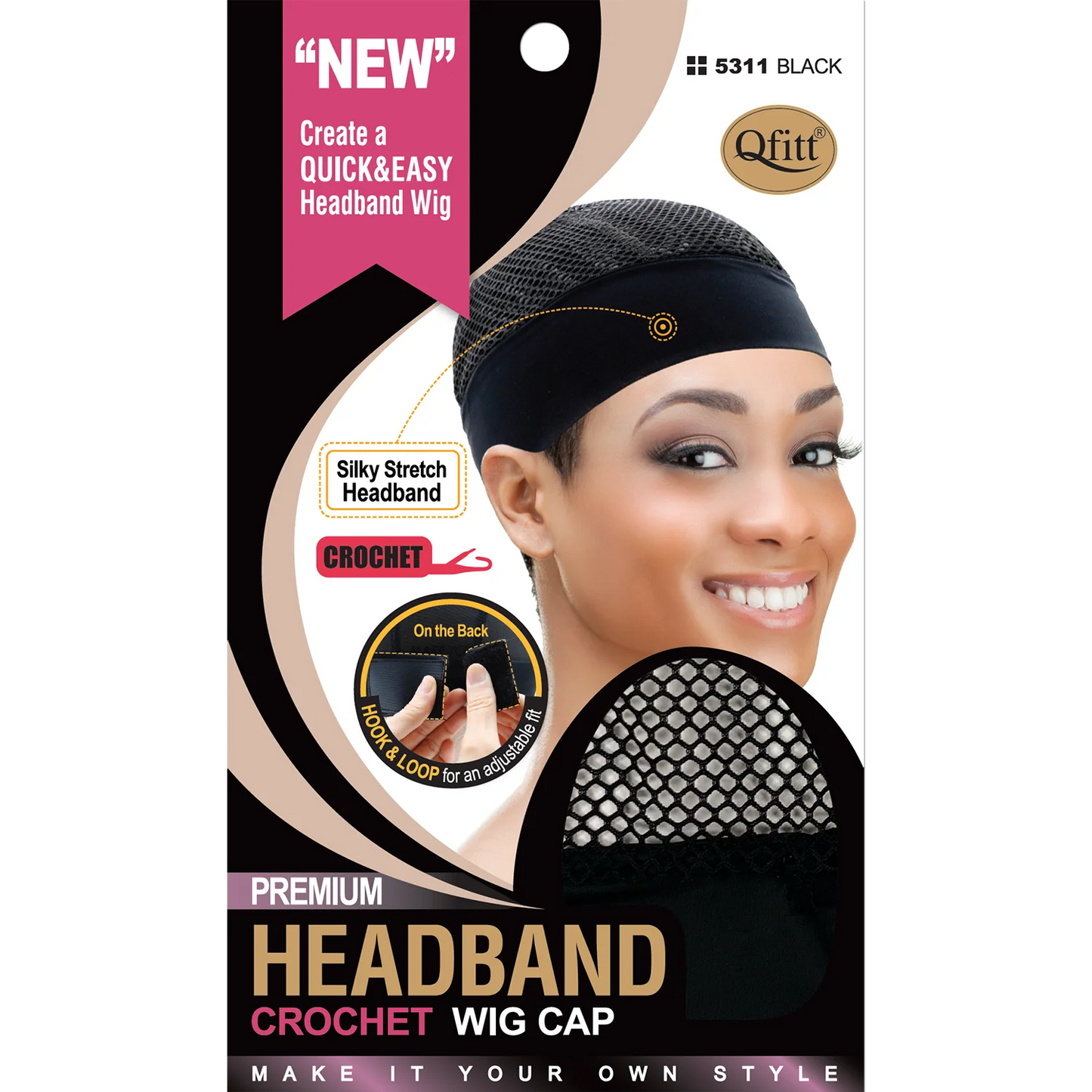 Qfitt Premium Headband Crochet Wig Cap 5311