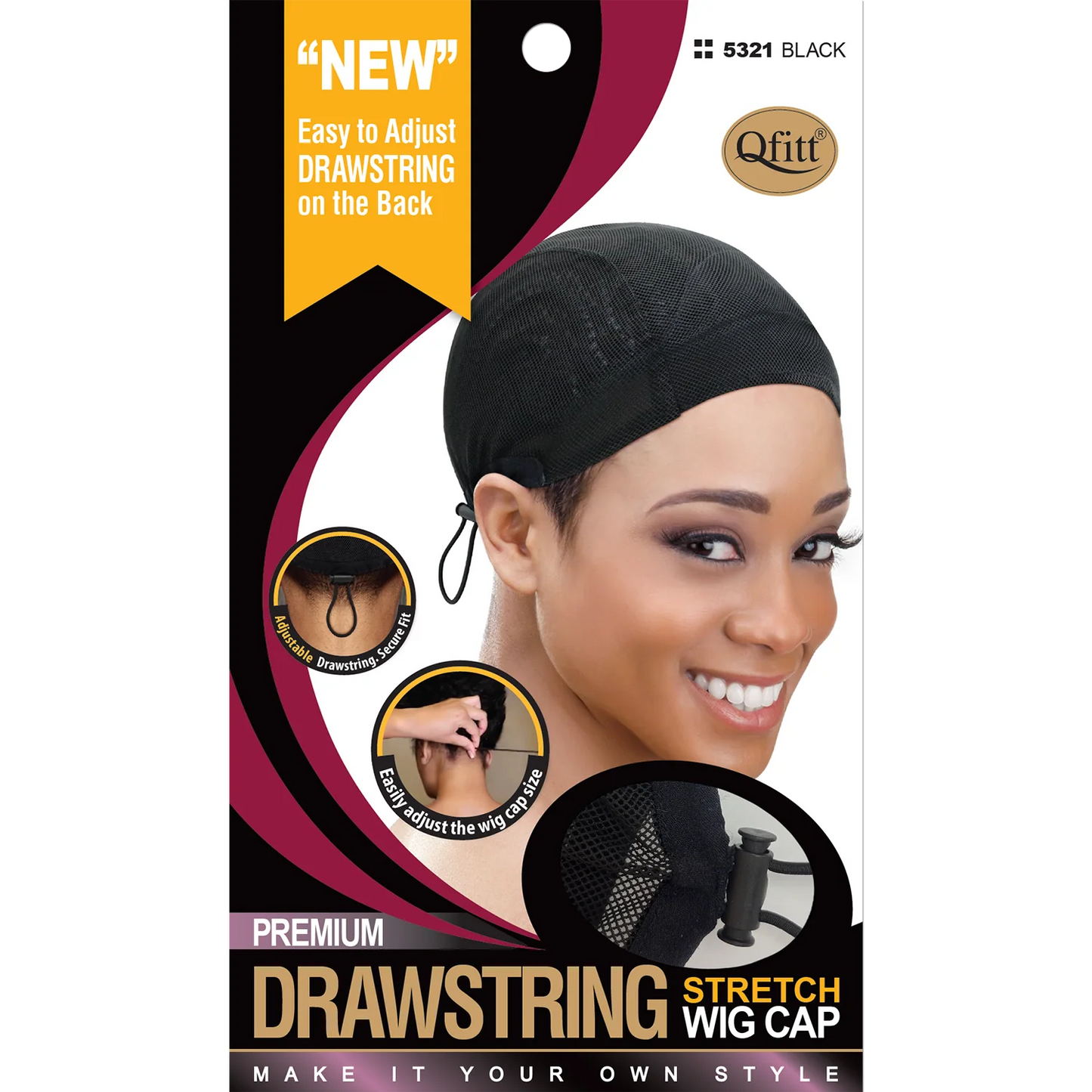 Qfitt Premium Drawstring Wig Cap 5321