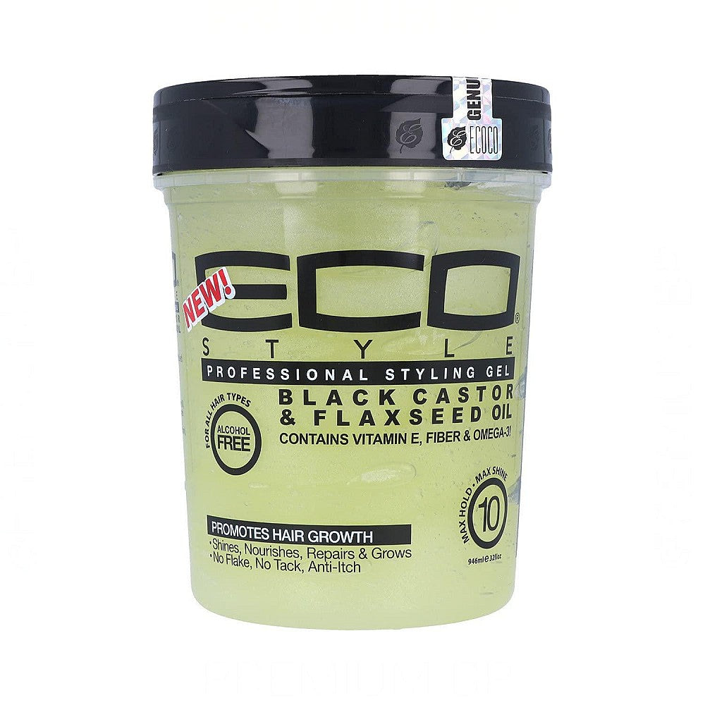 ECO STYLING GEL BLACK CASTOR AND FLAXSEED OIL 32OZ