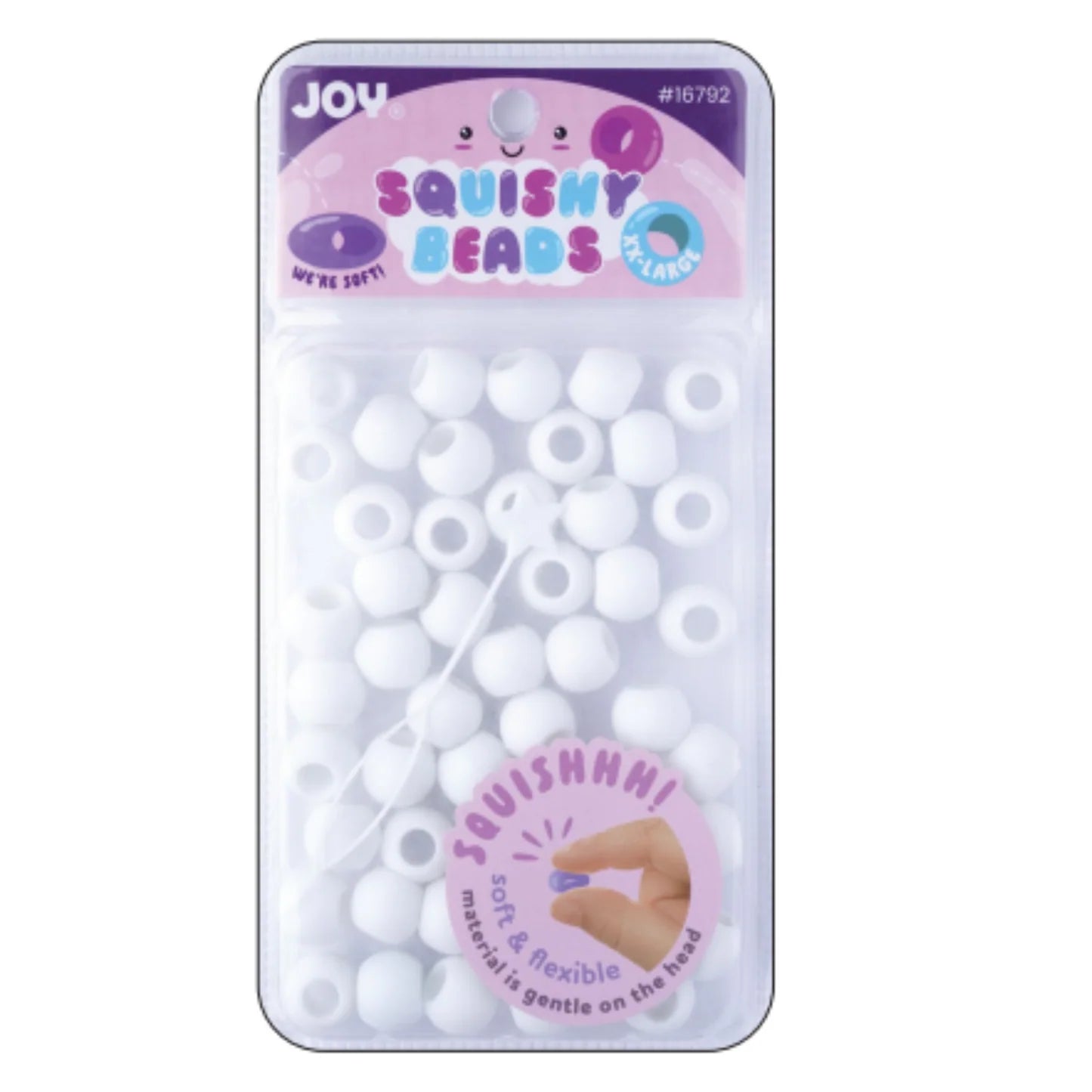 Joy Round Squishy Hair Beads XXL Size Large Package White