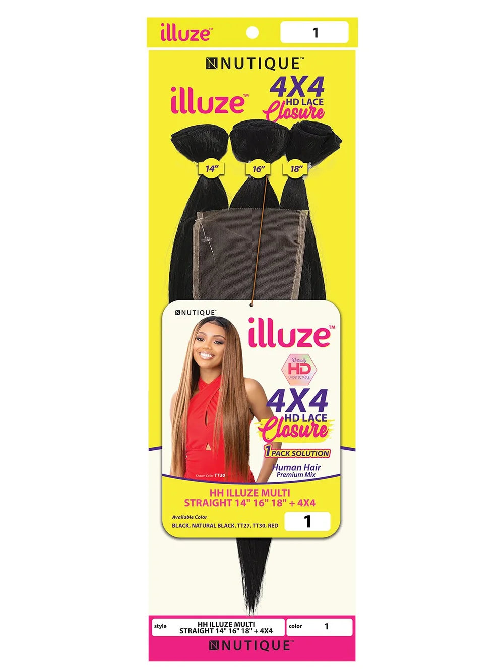 ILLUZE MULTI STRAIGHT HUMAN HAIR PREMIUM MIX 4X4