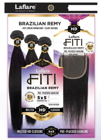 LAFLARE FITI BRAZILLIAN REMY STRAIGHT + 5X5 CLOSURE