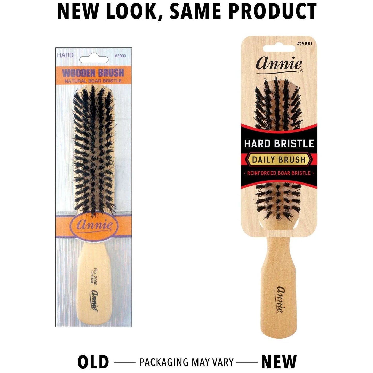Annie Hard 5 Row Wooden Brush, Boar & Nylon Bristle, Light Brown
