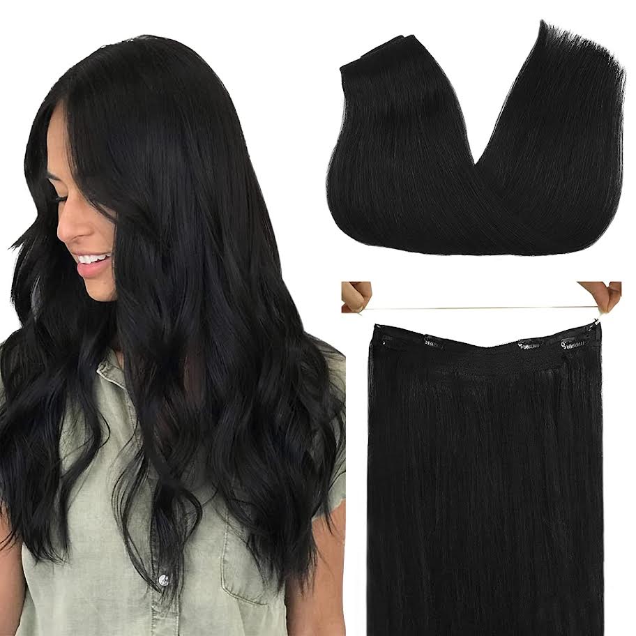 CherryTress Human Hair Halo Hair Extension - Wire Hair extension