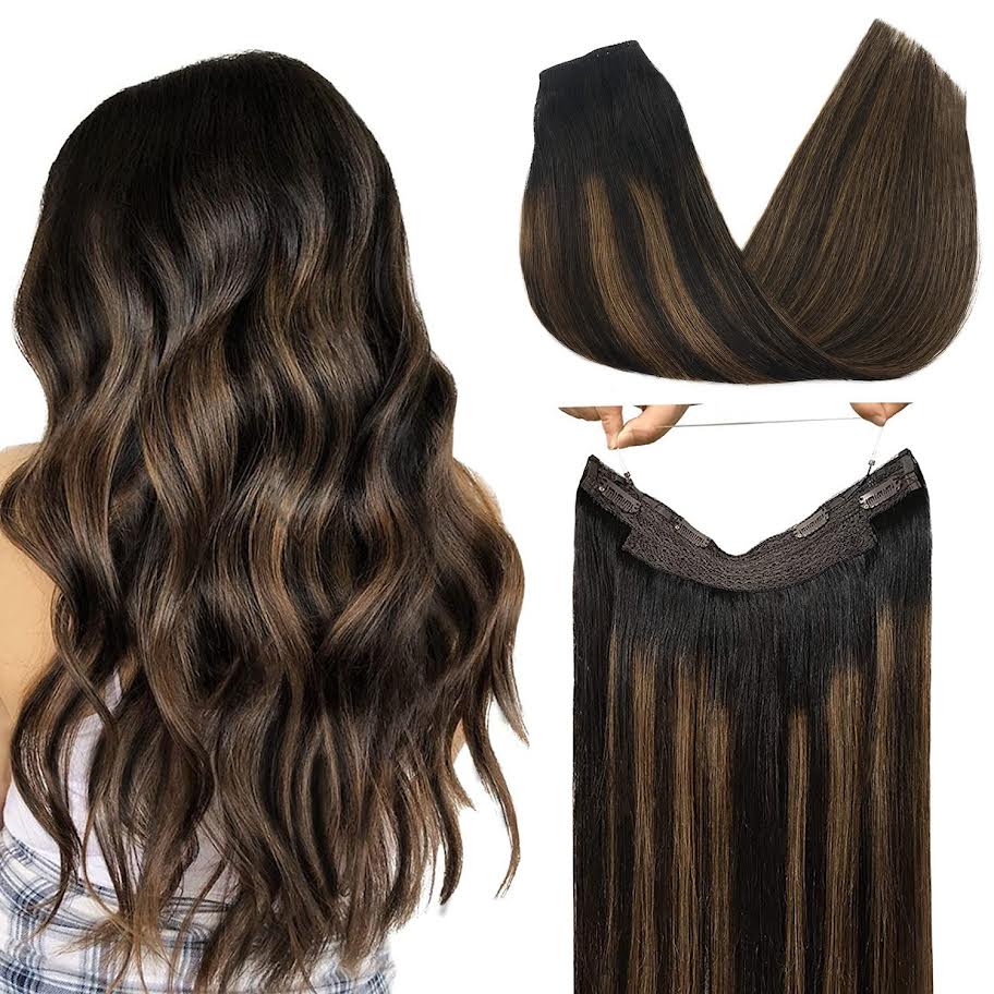 CherryTress Human Hair Halo Hair Extension - Wire Hair extension