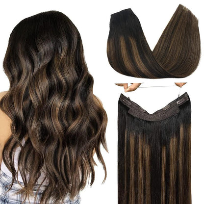 CherryTress Human Hair Halo Hair Extension - Wire Hair extension