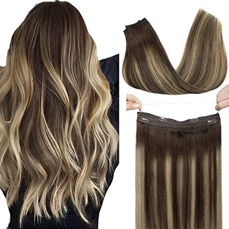 CherryTress Human Hair Halo Hair Extension - Wire Hair extension