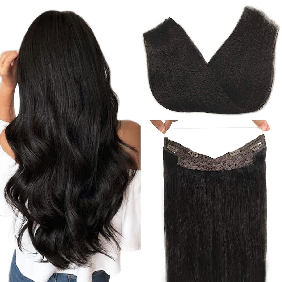 CherryTress Human Hair Halo Hair Extension - Wire Hair extension