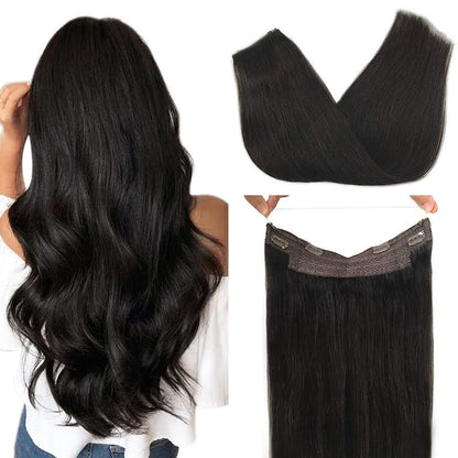 CherryTress Human Hair Halo Hair Extension - Wire Hair extension