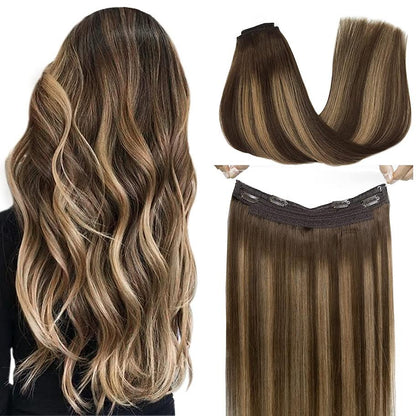CherryTress Human Hair Halo Hair Extension - Wire Hair extension