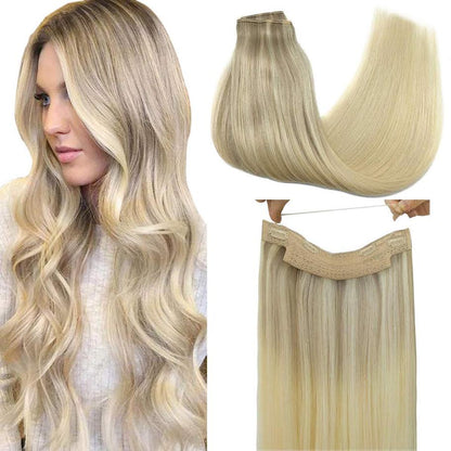 CherryTress Human Hair Halo Hair Extension - Wire Hair extension