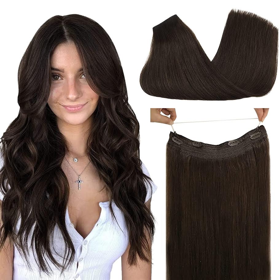 CherryTress Human Hair Halo Hair Extension - Wire Hair extension