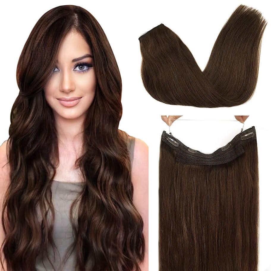 CherryTress Human Hair Halo Hair Extension - Wire Hair extension