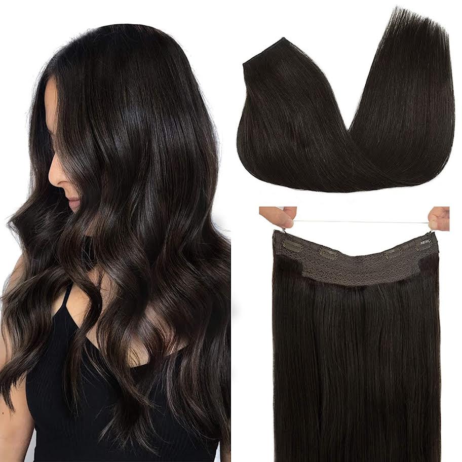 CherryTress Human Hair Halo Hair Extension - Wire Hair extension