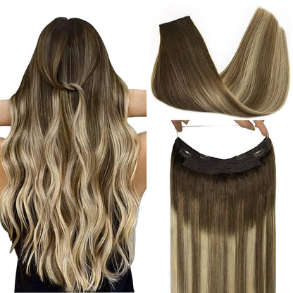CherryTress Human Hair Halo Hair Extension - Wire Hair extension