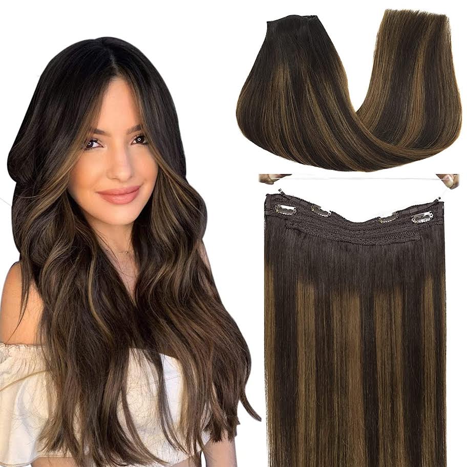CherryTress Human Hair Halo Hair Extension - Wire Hair extension