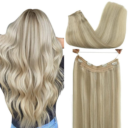 CherryTress Human Hair Halo Hair Extension - Wire Hair extension