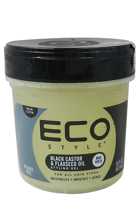 ECO STYLING GEL BLACK CASTOR AND FLAXSEED OIL 16OZ