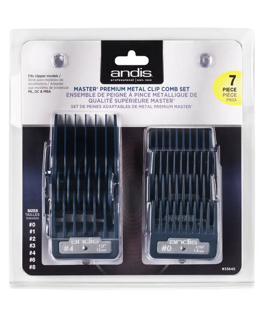ANDIS COMB 33645 METAL ATTACH CLIP COMB MASTER 7 PC SET