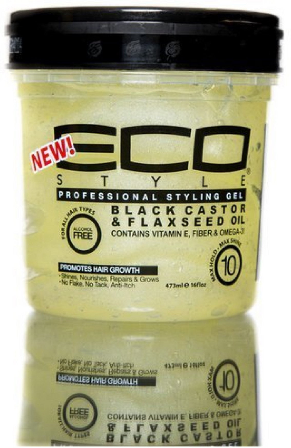 ECO STYLING GEL BLACK CASTOR AND FLAXSEED OIL 8OZ