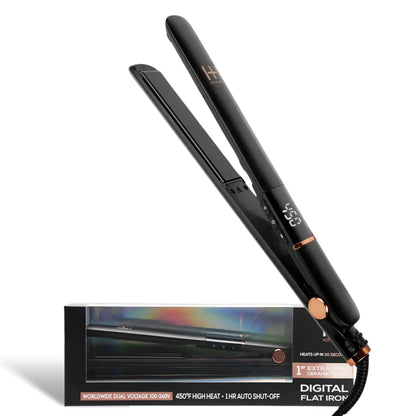 H&H EXTRA LONG CERAMIC PLATE DIGITAL FLAT IRON 1"