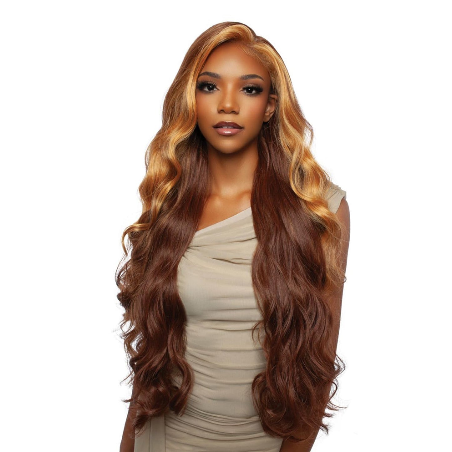 Mane Concept Human Hair Blend Skinbond Lace Front Wig Brown Sugar Glueless BSSB202 9X6 Pre Cut 02
