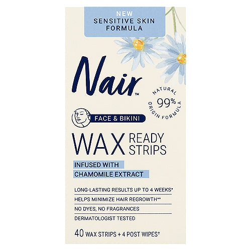 NAIR WAX STRIP FOR FACE 40CT