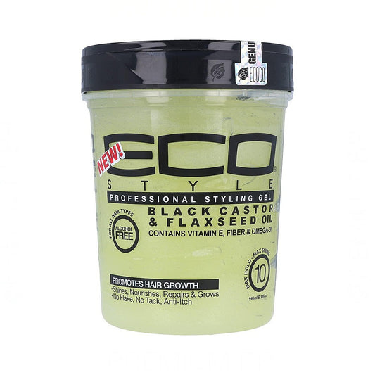 ECO STYLING GEL BLACK CASTOR AND FLAXSEED OIL 32OZ