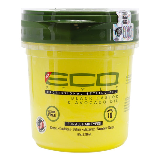 ECO STYLING GEL BLACK CASTOR OIL AVOCADO OIL 8OZ