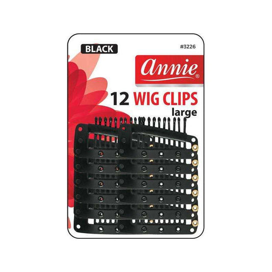 ANNIE WIG CLIPS L 12 CT BLACK