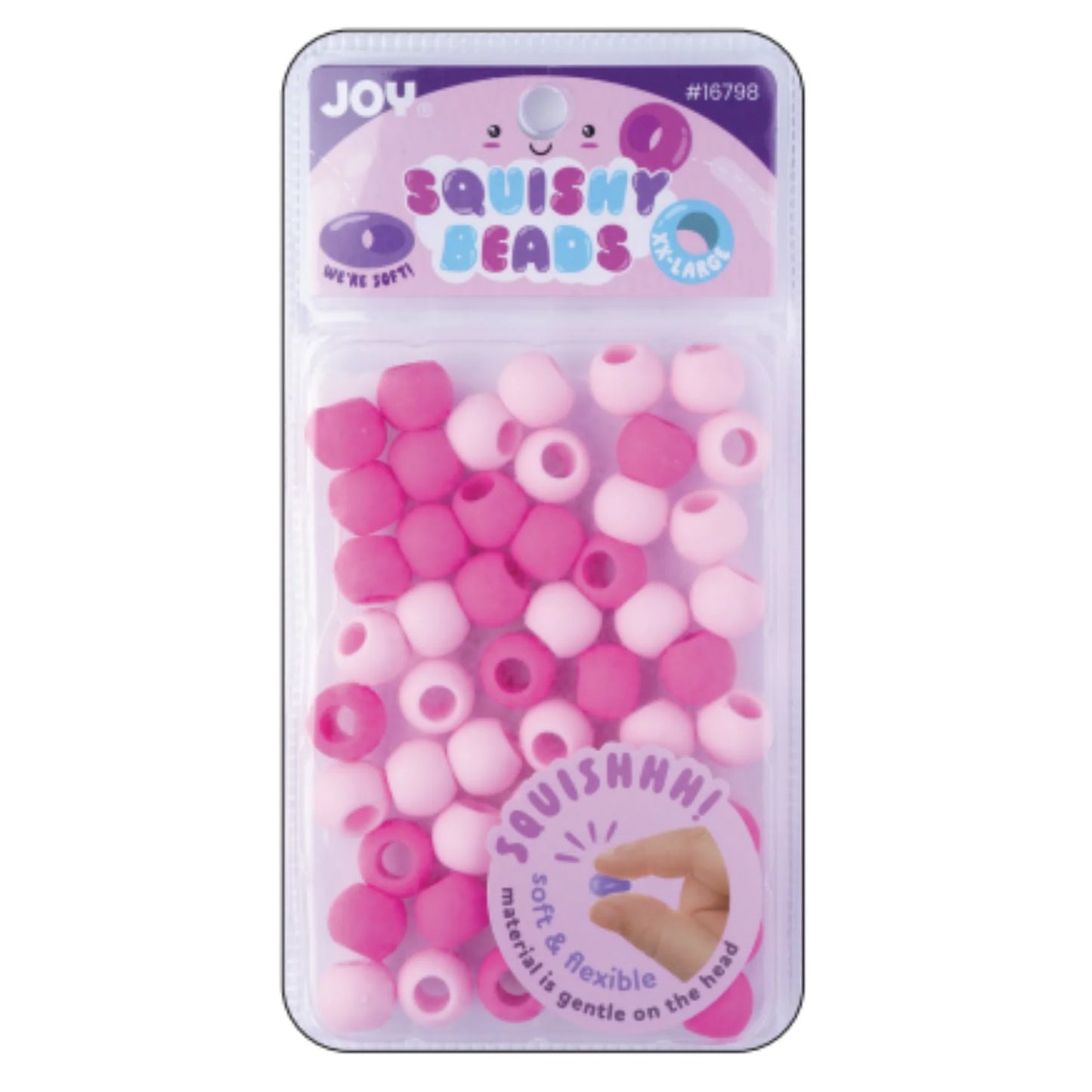 Joy Round Squishy Hair Beads XXL Size Large Package Pink Mix