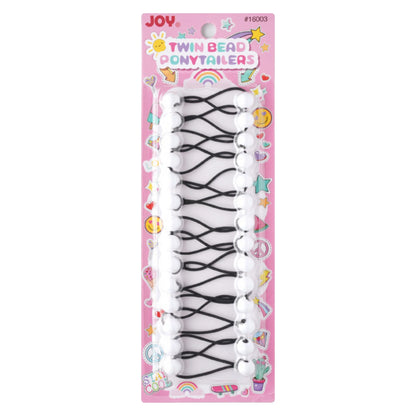 Joy Twin Beads Ponytailers – Classic Colors 12mm