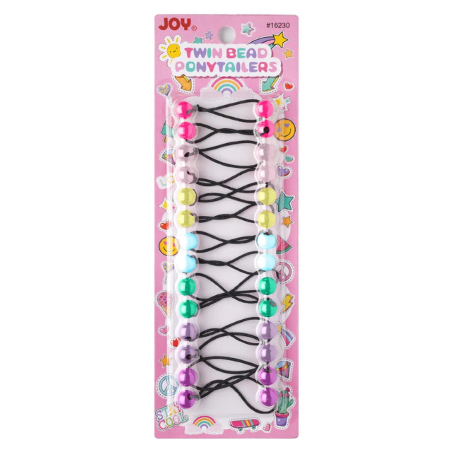 Joy Twin Beads Ponytailers – Classic Colors 12mm