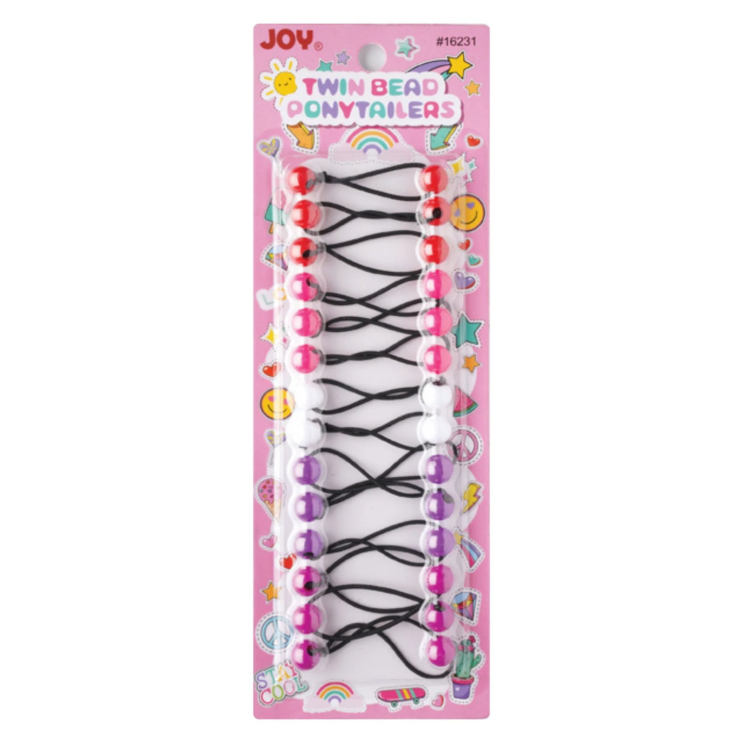 Joy Twin Beads Ponytailers – Classic Colors 12mm