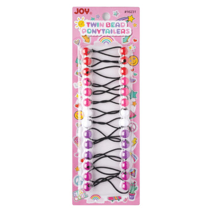 Joy Twin Beads Ponytailers – Classic Colors 12mm