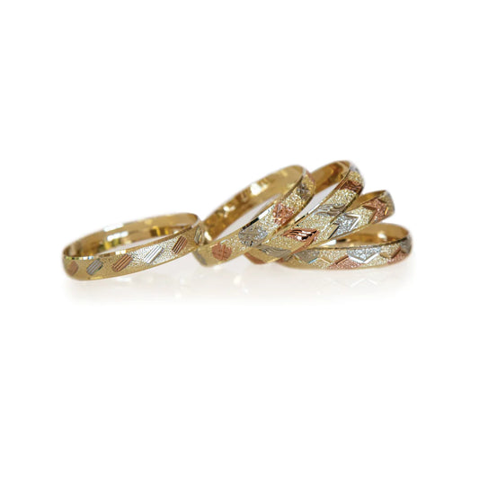 BANGLE BRACLETS 6MM -  3 TONE - SINGLE