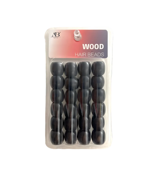 AB HAIR BEADS WOOD BK