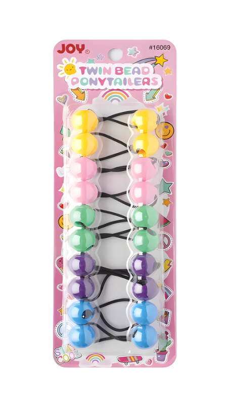 JOY TWIN BEADS PONYTAILERS 20MM ASST VIB COLOR