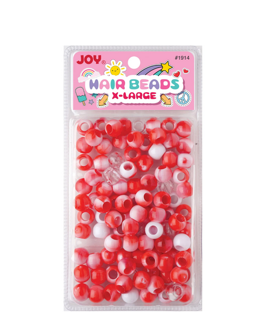 JOY BEAD X LARGE RED WHITE MARBLE