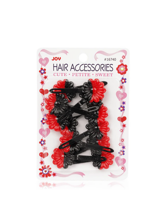 JOY DAISY BARRETS TWO TONE RED BLACK