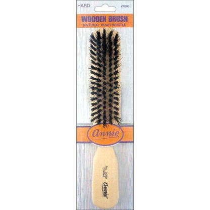 Annie Hard 5 Row Wooden Brush, Boar & Nylon Bristle, Light Brown