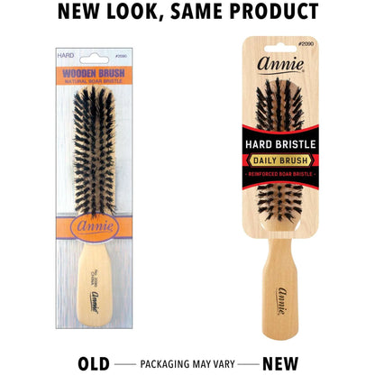 Annie Hard 5 Row Wooden Brush, Boar & Nylon Bristle, Light Brown