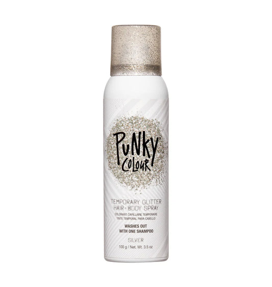 Jerome Russell Punky Colour Silver Glitter Temporary Hair Color Spray – 3.5 oz