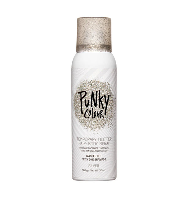 Jerome Russell Punky Colour Silver Glitter Temporary Hair Color Spray – 3.5 oz